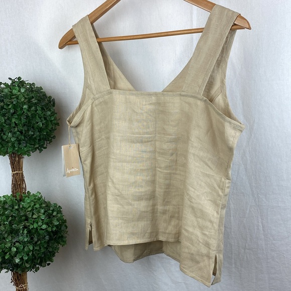 Apres Tan 100% Linen Sleeveless Tank Top NEW 34 M - Picture 3 of 4